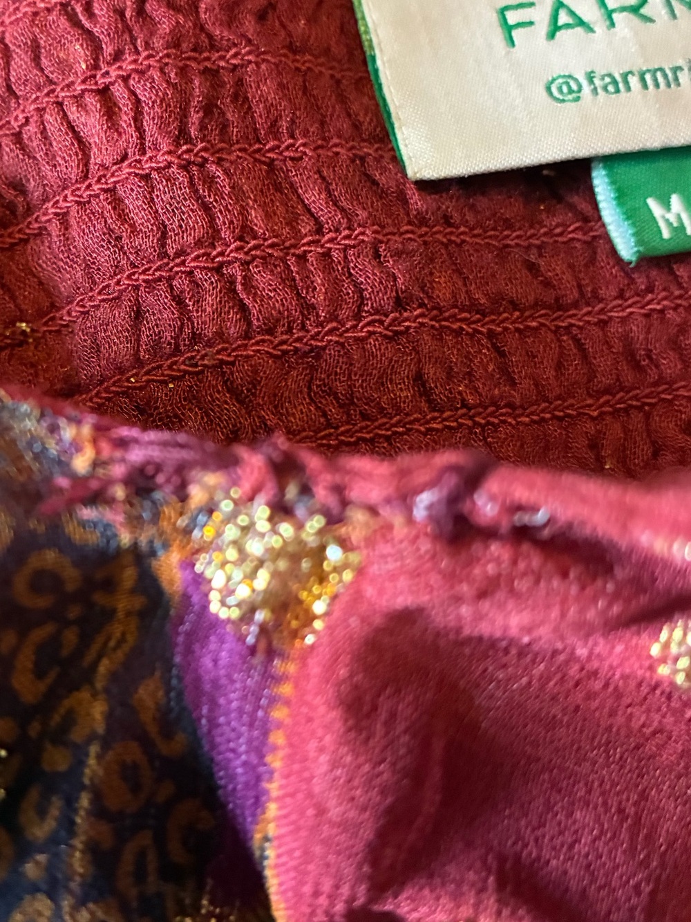 FARM Rio Burgundy Floral Smocked Ruffle Blouse - Picture 6 of 6